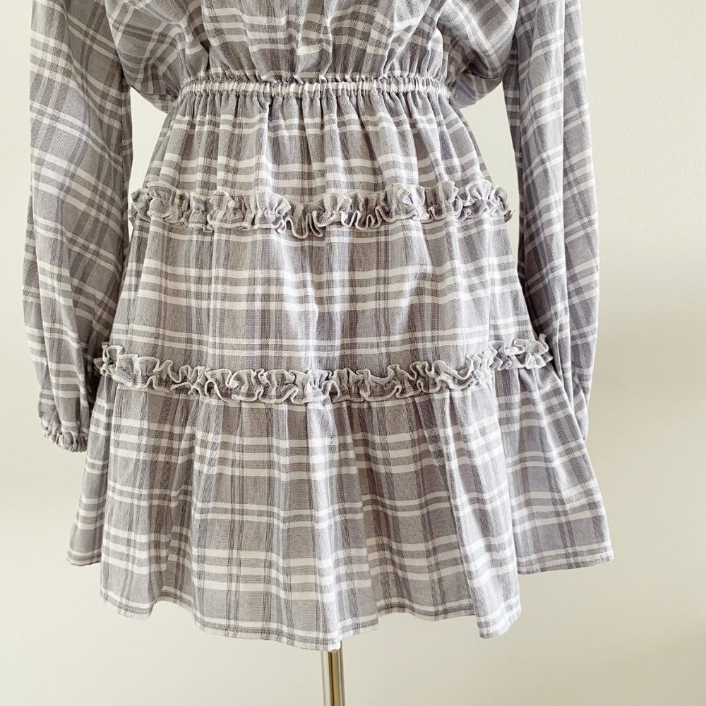 The Fifth Label Ivy Stripe Mini Dress Dress Gray White - Picture 9 of 14